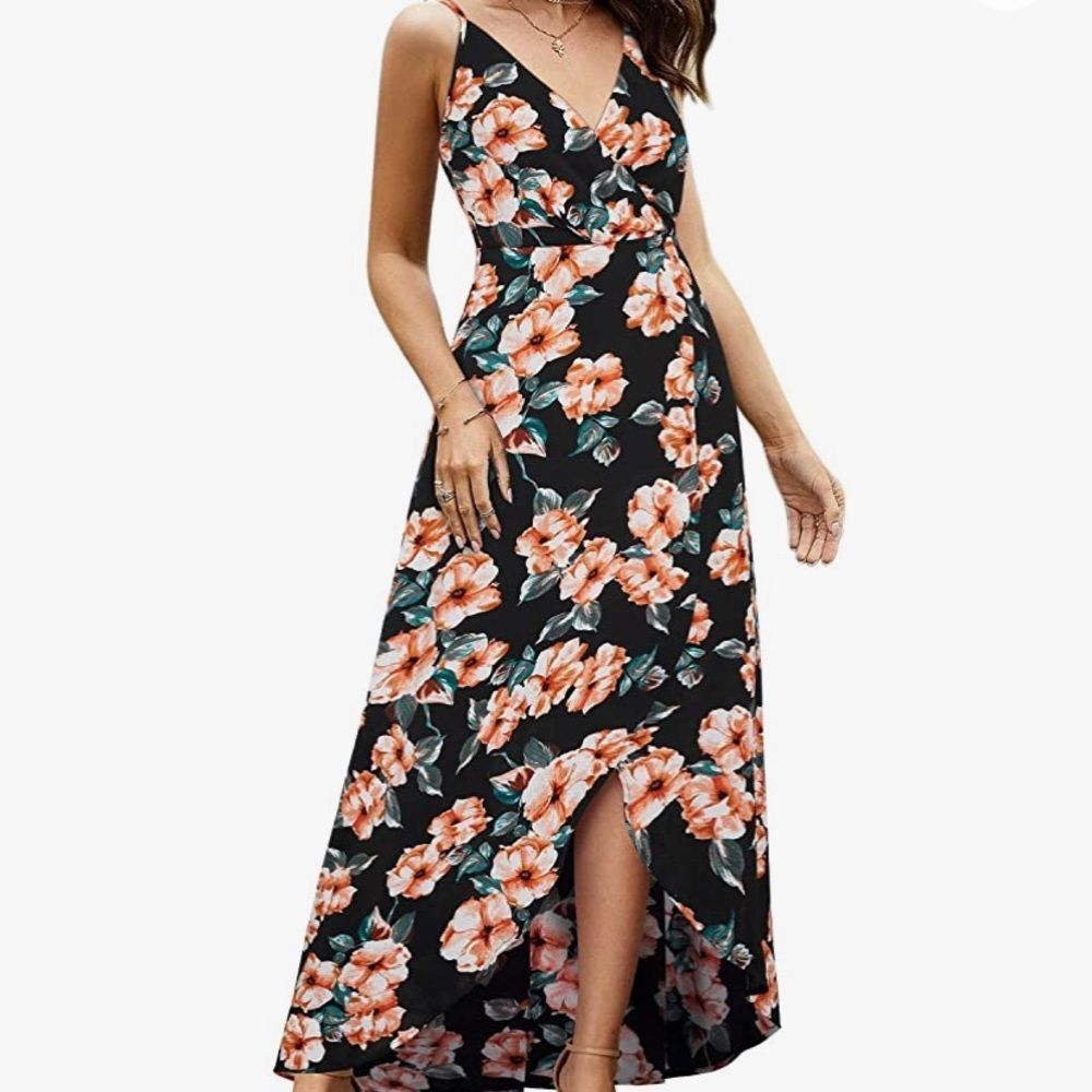 Votepretty Casual Floral V-Neck Flowy Dress